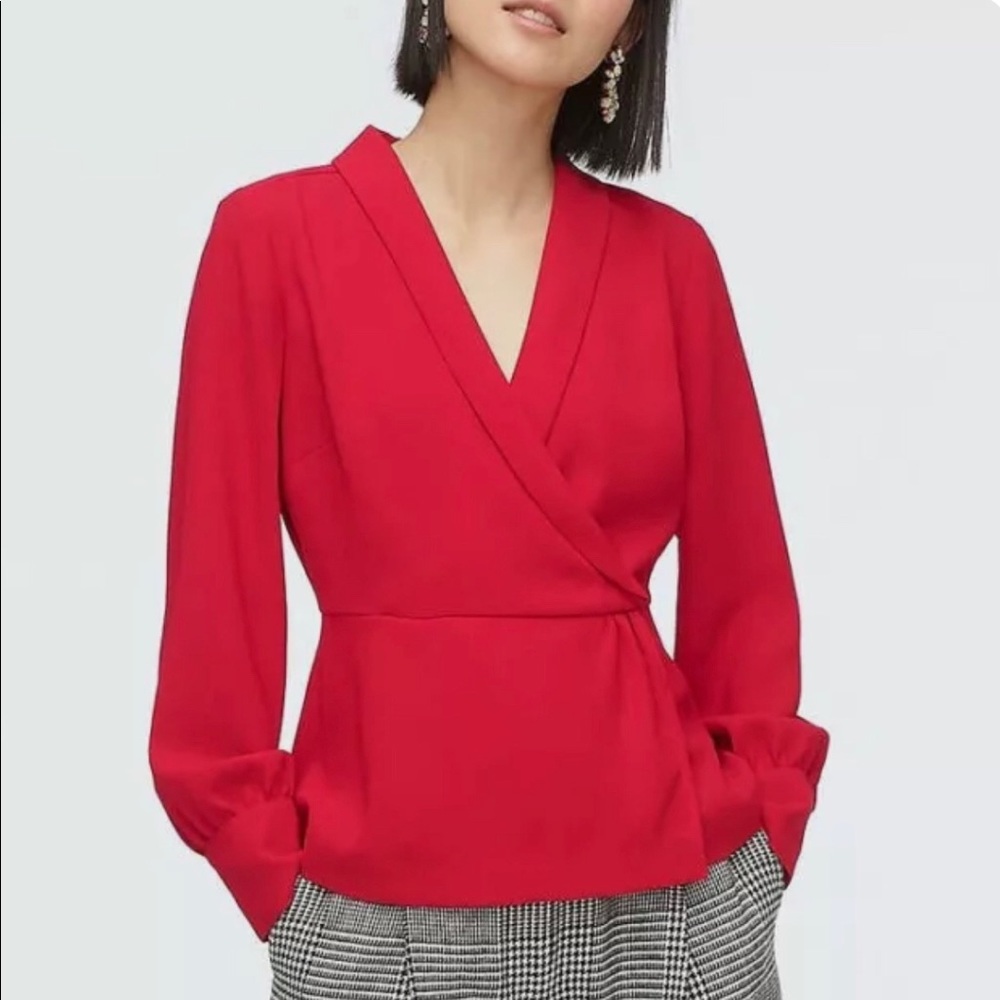 Jcrew Petite drapey faux-wrap top in 365 crepe